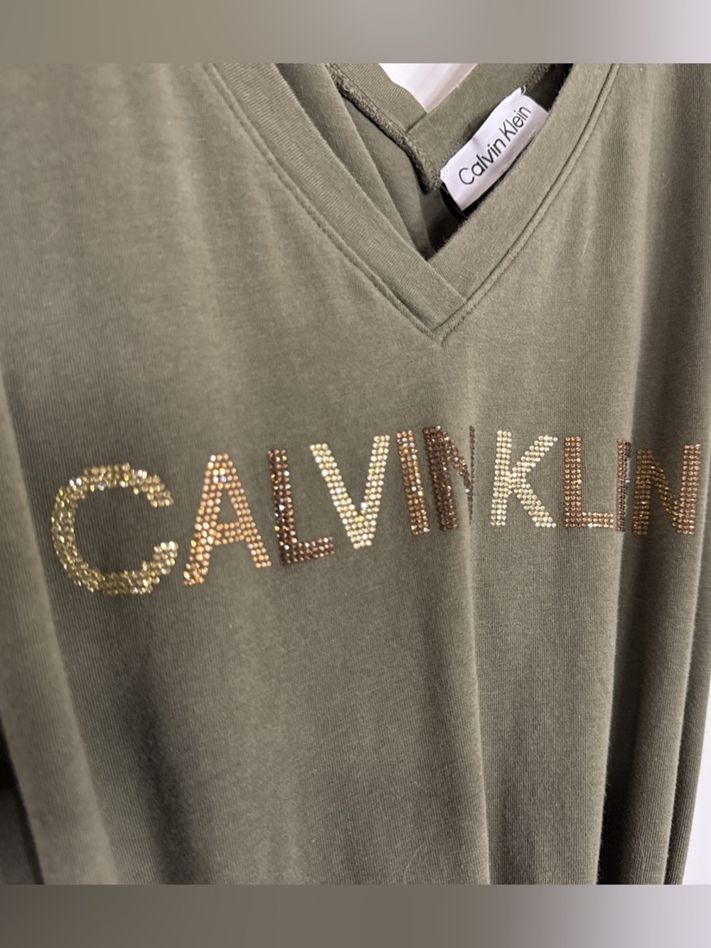 Calvin Klein Women's Olive V-Neck Romper Size Medium - Picture 4 of 6